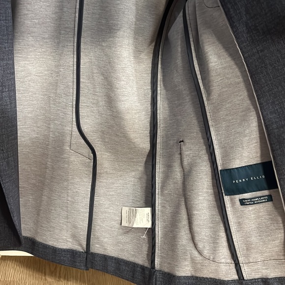 New Perry Ellis Slim Fit Suit Jacket Blazer - Grey/Blue - 38 Regular - Picture 3 of 7